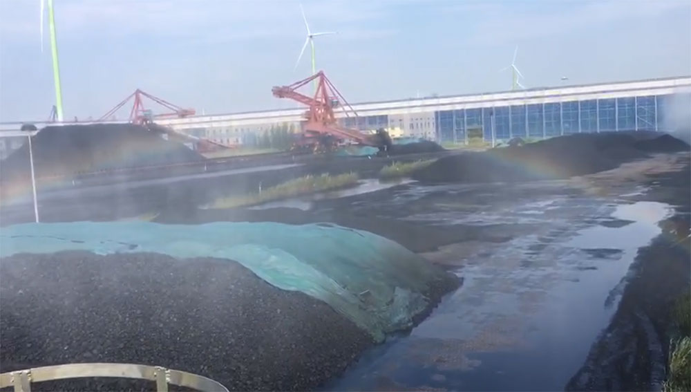 天地美抑尘机在江阴中信码头作业 长原雾炮机在码头降尘作业(图2)